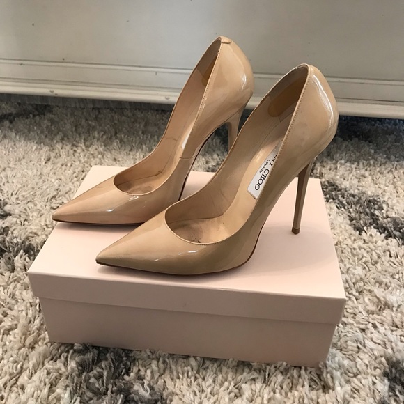 Jimmy Choo Anouk Patent Leather Nude Heels sz.38.5 - Picture 4 of 7